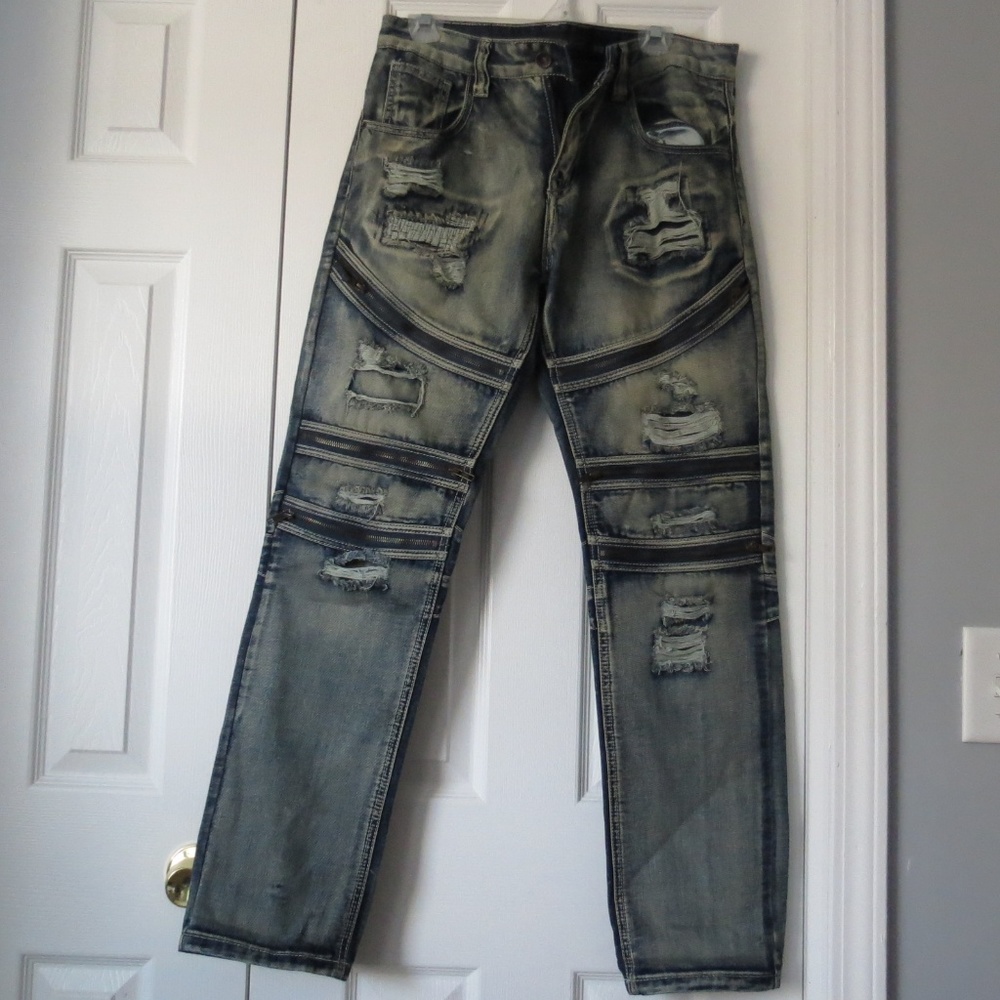 Decibel distressed Jeans with Zipper Detail